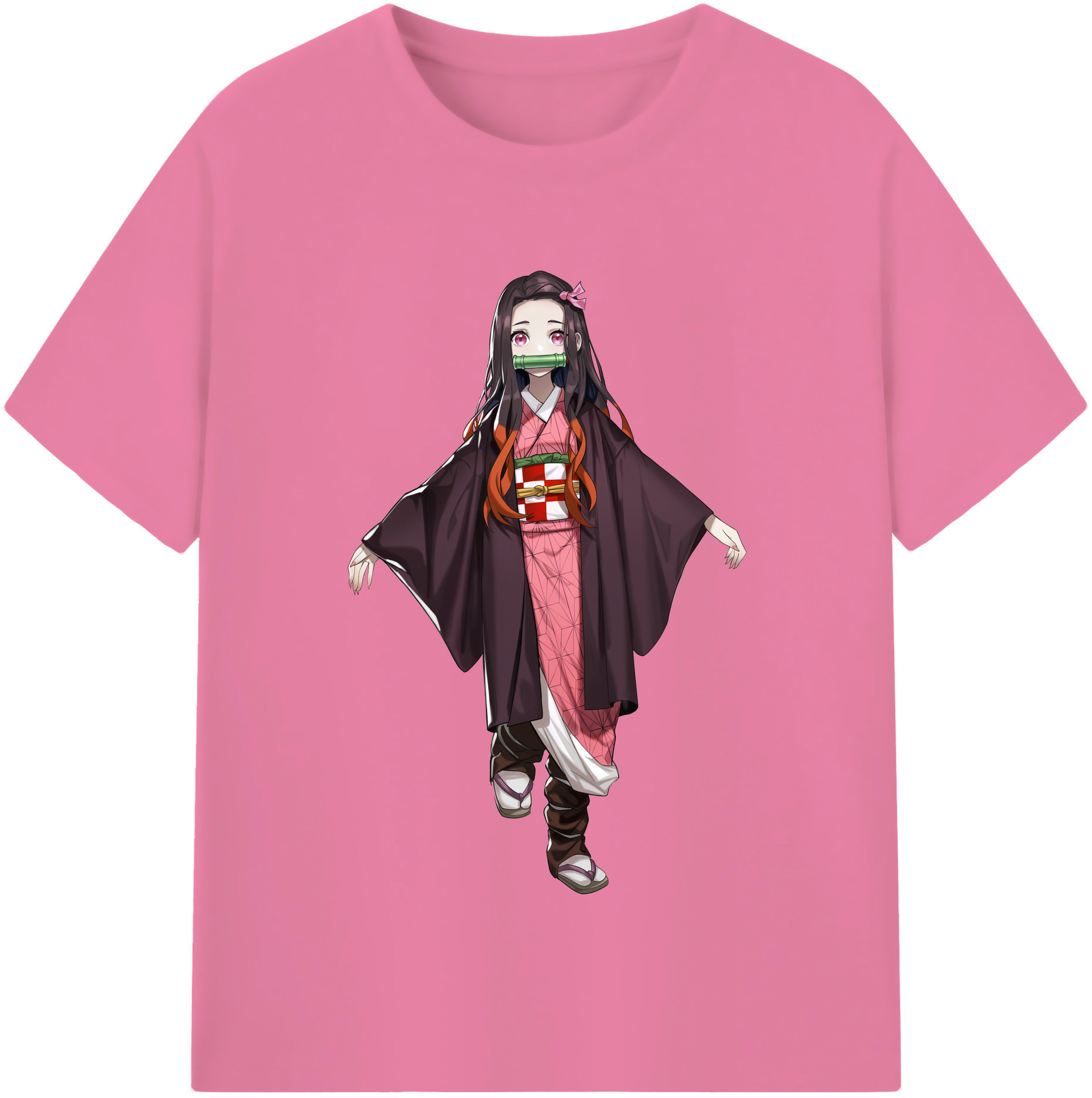 （画像用） 鬼滅の刃（きめつのやいば）竈門 禰󠄀豆子／かまど ねずこ Kamado Nezuko 綿100％半袖Tシャツ（フロントプリント）